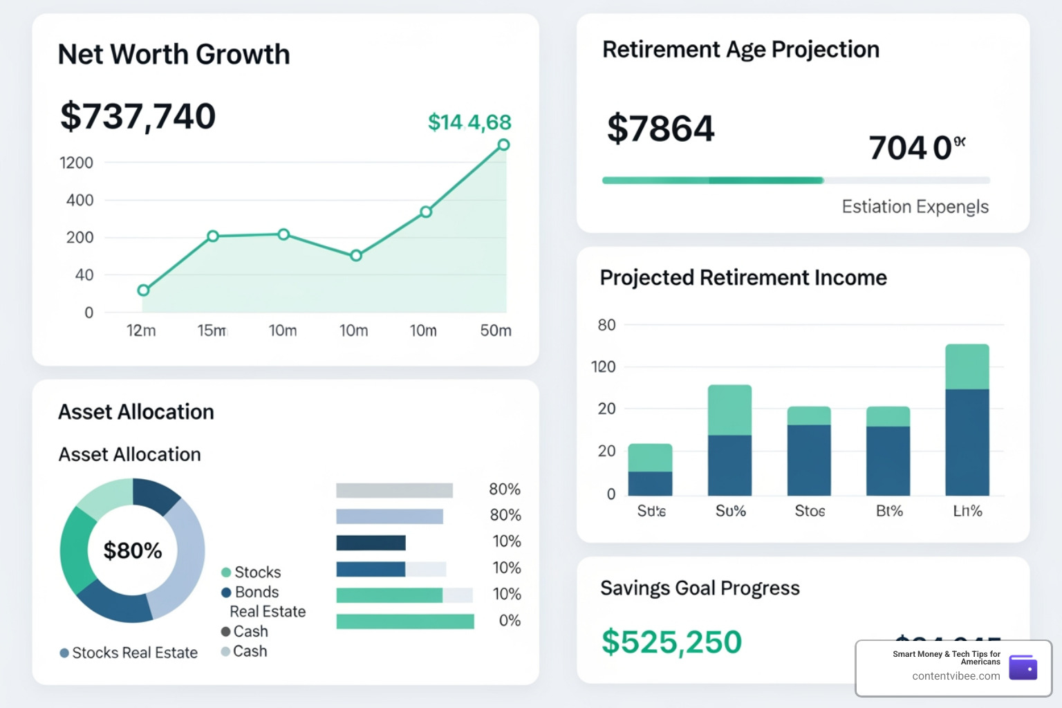 digital dashboard showing financial growth and retirement projections digital dashboard showing financial growth and retirement projections